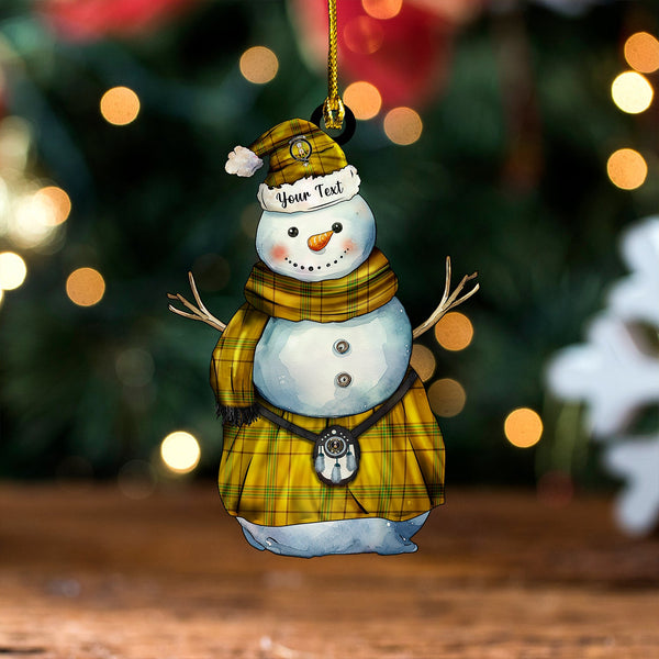 Houston Clan Badge Tartan Wood Acrylic Ornament Snowman Warrior Personalized