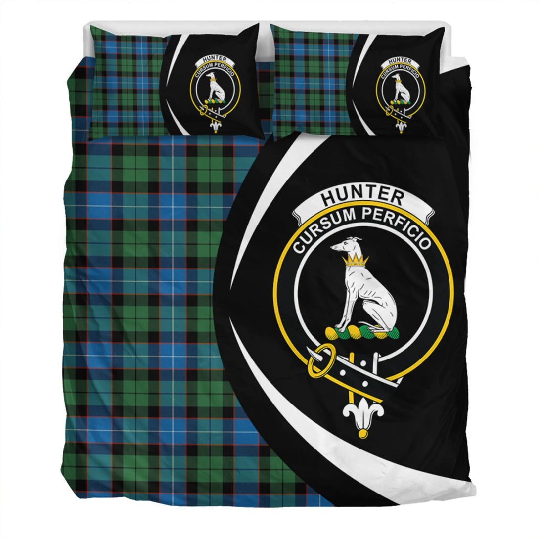 Hunter Ancient Clan Badge Tartan Bedding Set Circle Style