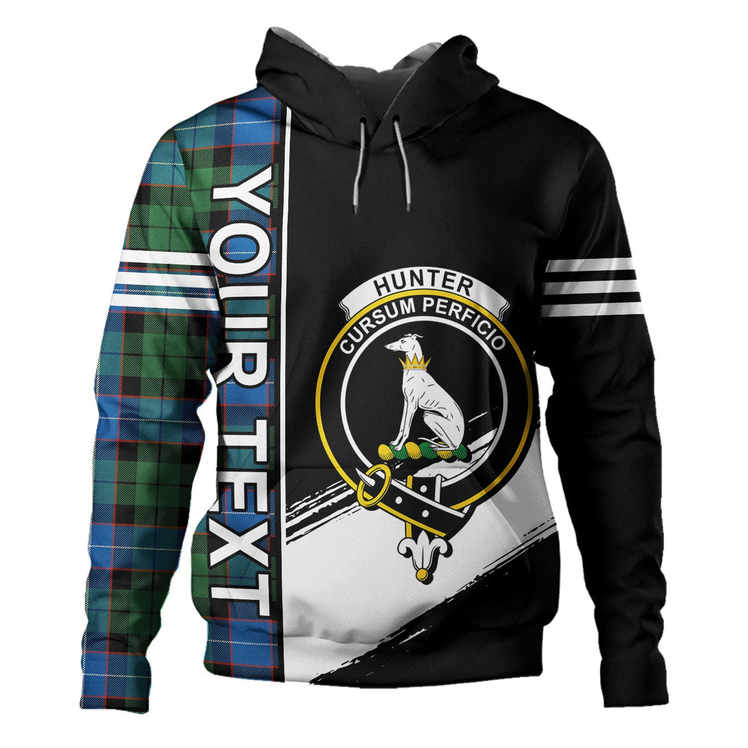 Hunter Ancient Clan Badge Tartan Hoodie Quarter Style Personalized