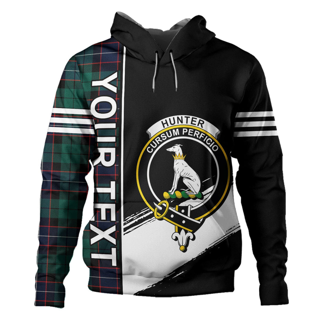 Hunter Modern Clan Badge Tartan Hoodie Quarter Style Personalized