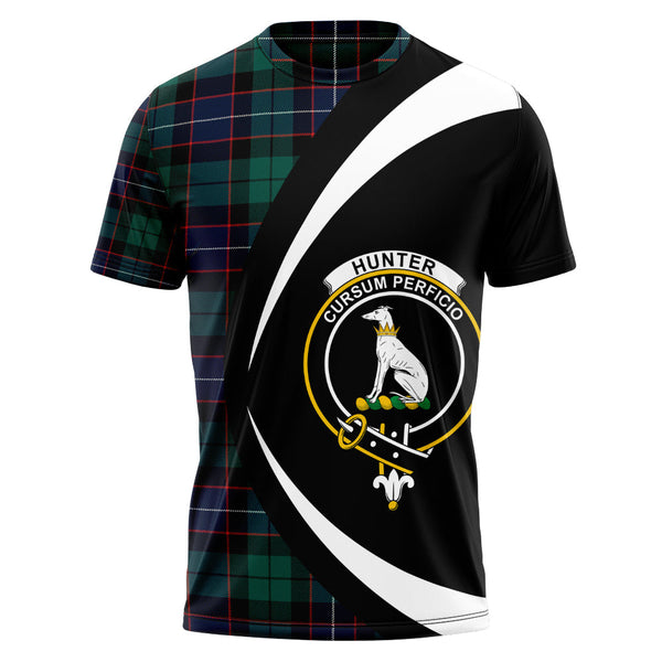 Hunter Modern Clan Badge Tartan T-Shirt Circle Style Personalized