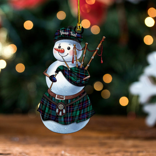 Hunter Modern Clan Badge Tartan Wood Acrylic Ornament Snowman Bagpipe Personalized