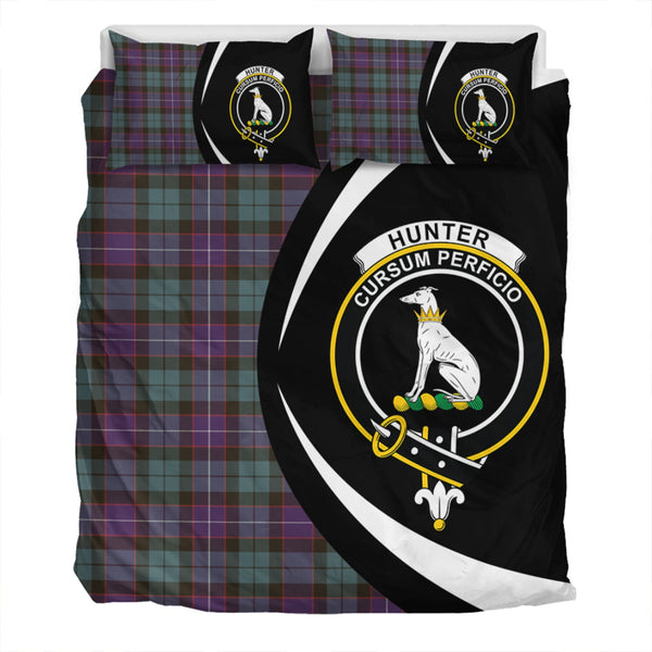 Hunter Weathered Clan Badge Tartan Bedding Set Circle Style