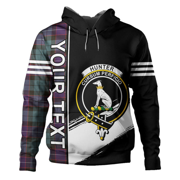 Hunter Weathered Clan Badge Tartan Hoodie Quarter Style Personalized