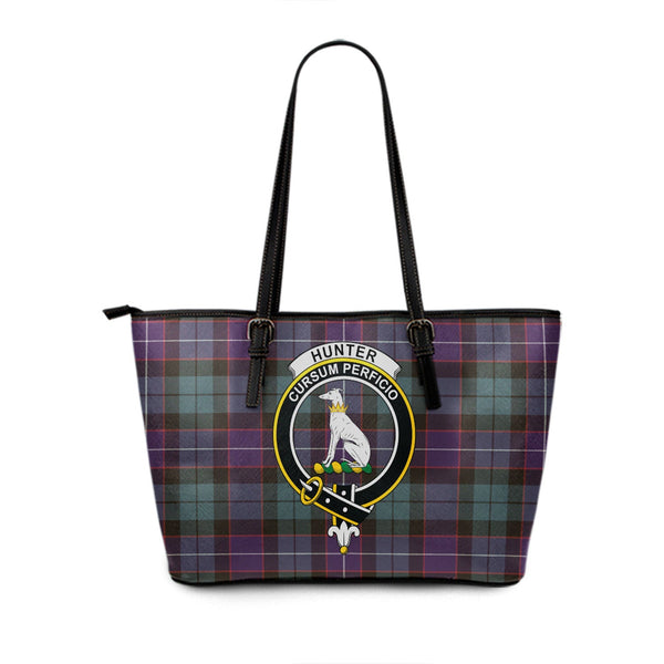 Hunter Weathered Clan Badge Tartan Leather Tote Bag