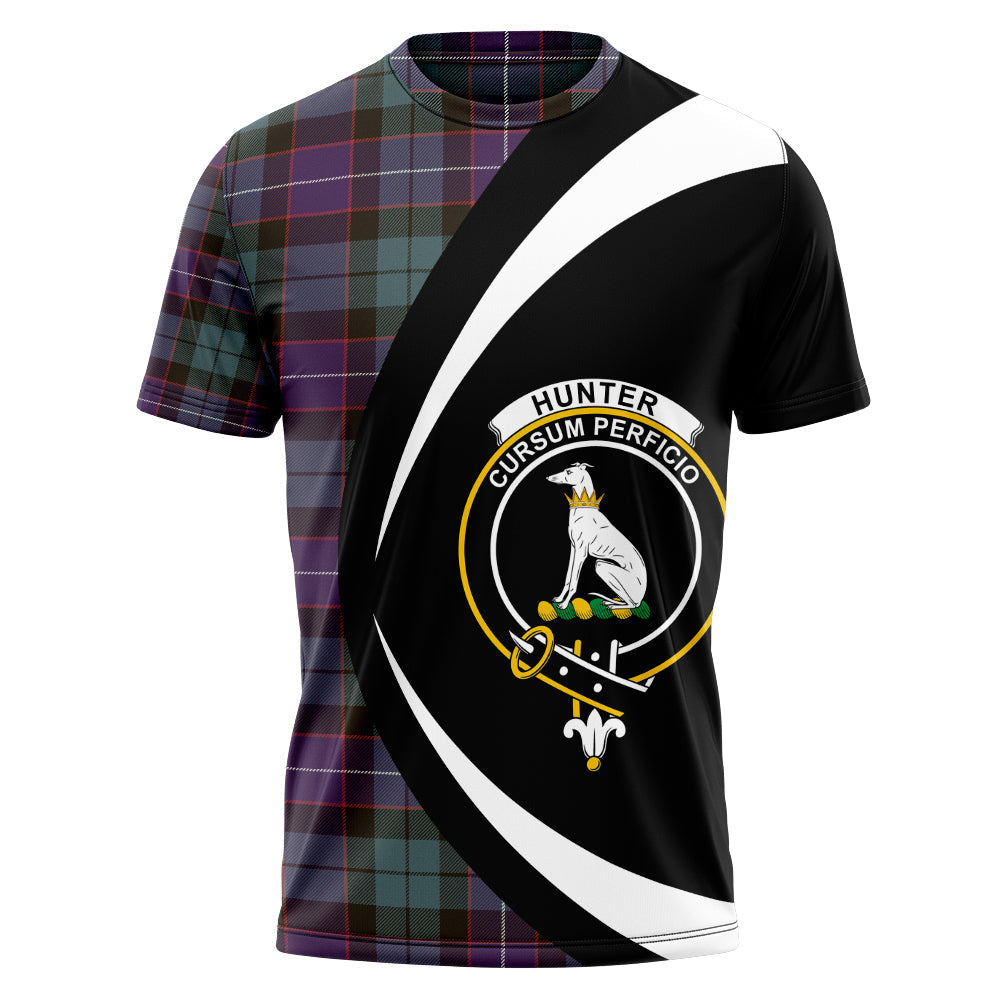 Hunter Weathered Clan Badge Tartan T-Shirt Circle Style Personalized