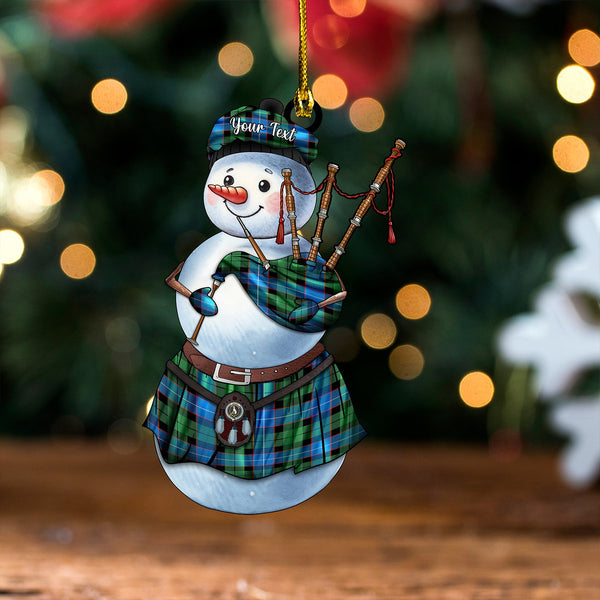 Hunter (Michael) Ancient Clan Badge Tartan Wood Acrylic Ornament Snowman Bagpipe Personalized