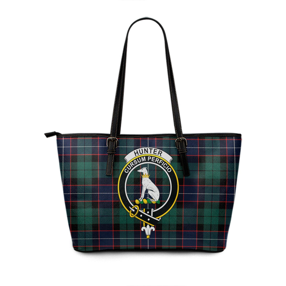 Hunter (Michael) Modern Clan Badge Tartan Leather Tote Bag