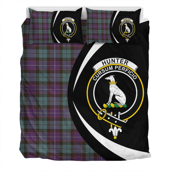 Hunter (Michael) Weathered Clan Badge Tartan Bedding Set Circle Style