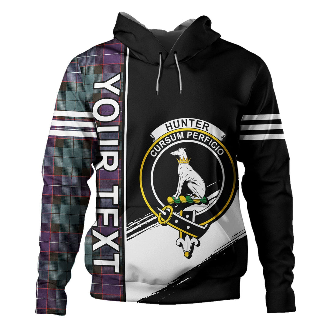 Hunter (Michael) Weathered Clan Badge Tartan Hoodie Quarter Style Personalized