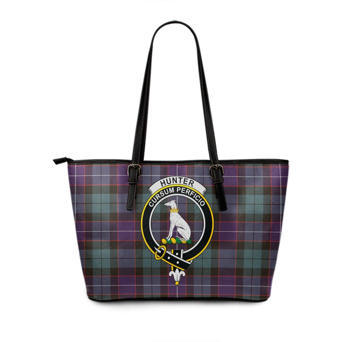 Hunter (Michael) Weathered Clan Badge Tartan Leather Tote Bag