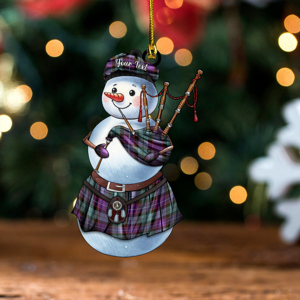 Hunter (Michael) Weathered Clan Badge Tartan Wood Acrylic Ornament Snowman Bagpipe Personalized