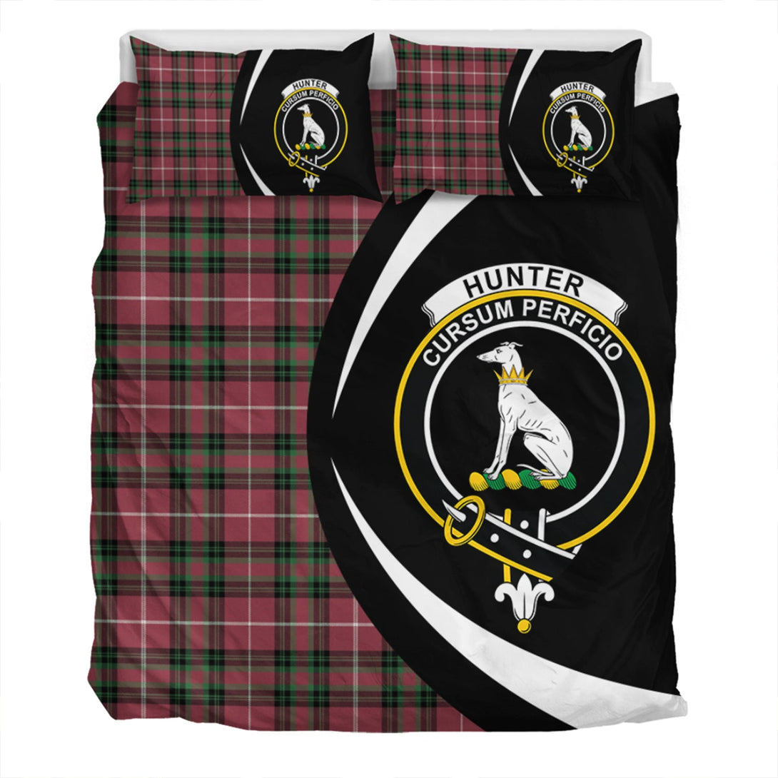 Hunter of Bute (Hunter Maroon) Ancient Clan Badge Tartan Bedding Set Circle Style