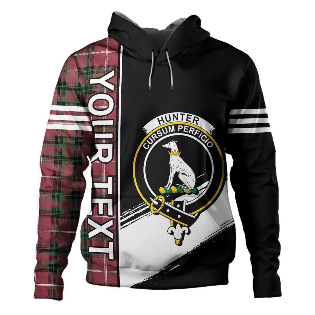 Hunter of Bute (Hunter Maroon) Ancient Clan Badge Tartan Hoodie Quarter Style Personalized