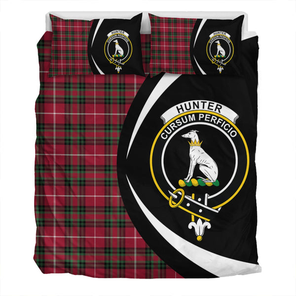 Hunter of Bute (Hunter Maroon) Modern Clan Badge Tartan Bedding Set Circle Style