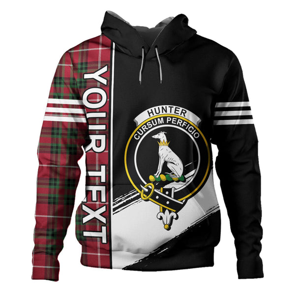 Hunter of Bute (Hunter Maroon) Modern Clan Badge Tartan Hoodie Quarter Style Personalized