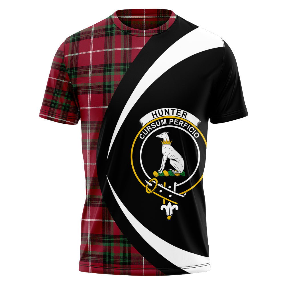 Hunter of Bute (Hunter Maroon) Modern Clan Badge Tartan T-Shirt Circle Style Personalized