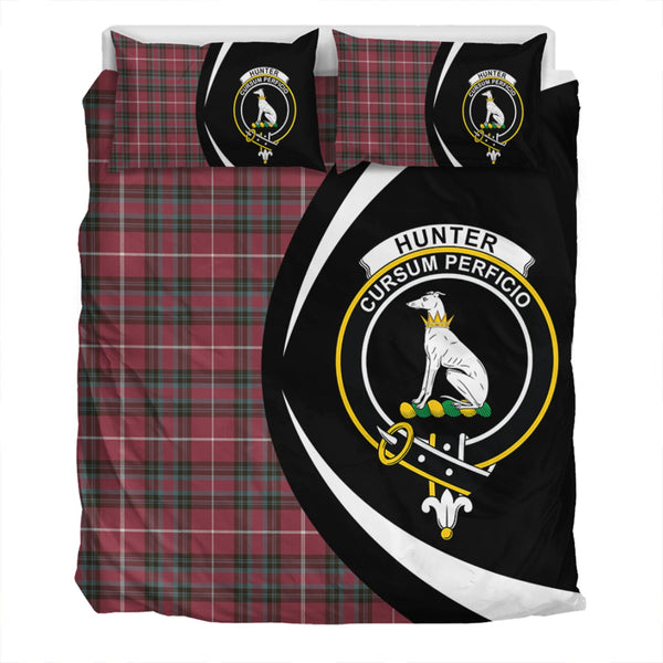 Hunter of Bute (Michael Maroon) Weathered Clan Badge Tartan Bedding Set Circle Style