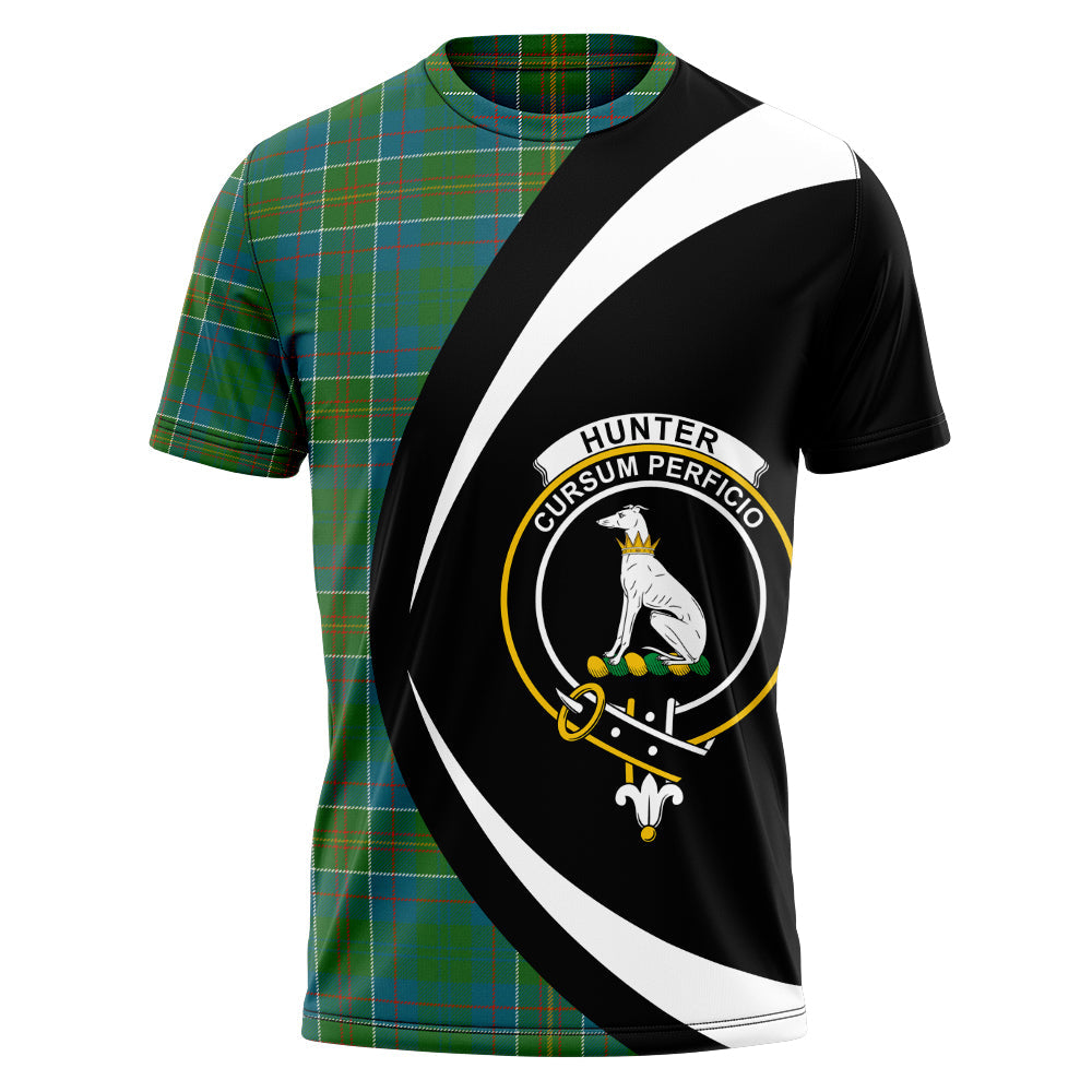 Hunter of Hunterston (Galbraith of Hunterston) Ancient Clan Badge Tartan T-Shirt Circle Style Personalized