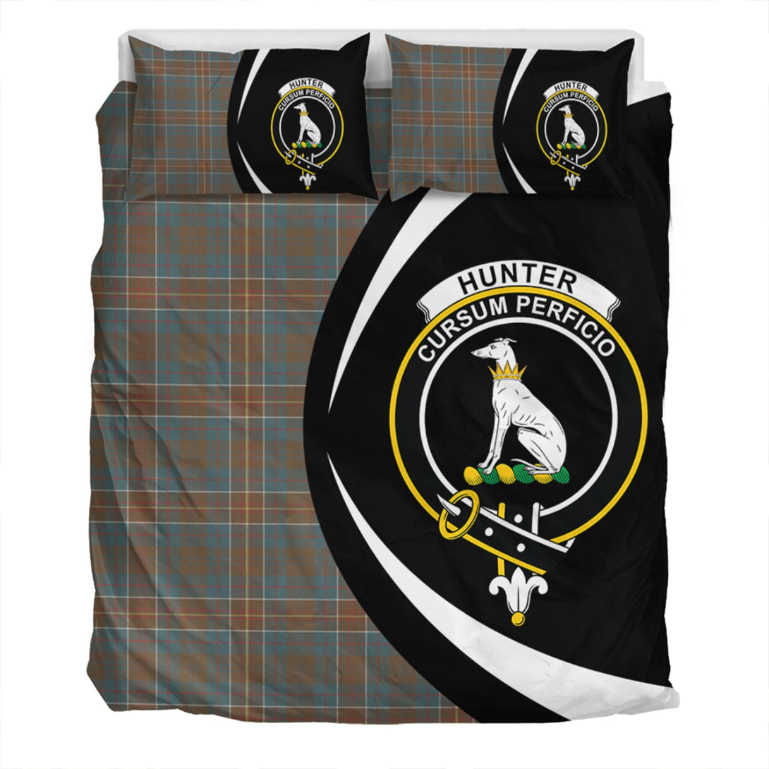 Hunter of Hunterston (Galbraith of Hunterston) Weathered Clan Badge Tartan Bedding Set Circle Style