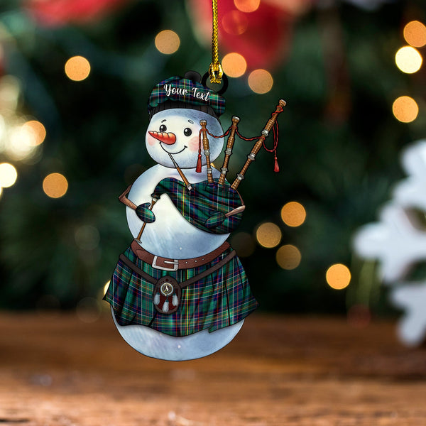 Hunter of Hunterston (Michael of Hunterston) Modern Clan Badge Tartan Wood Acrylic Ornament Snowman Bagpipe Personalized