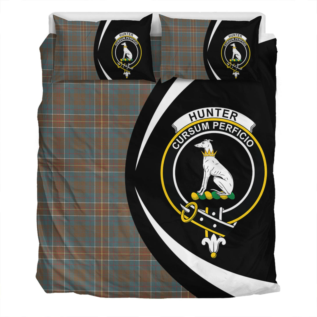 Hunter of Hunterston (Michael of Hunterston) Weathered Clan Badge Tartan Bedding Set Circle Style