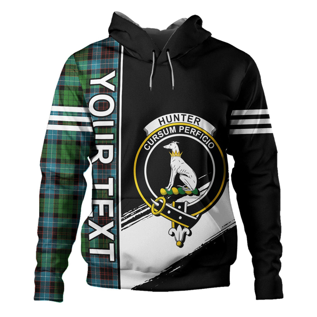 Hunter of Peebleshire Ancient Clan Badge Tartan Hoodie Quarter Style Personalized