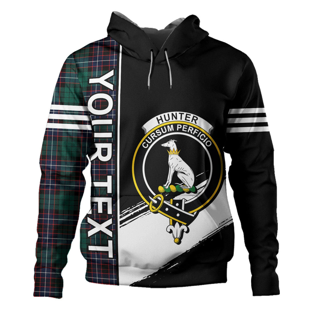 Hunter of Peebleshire Modern Clan Badge Tartan Hoodie Quarter Style Personalized