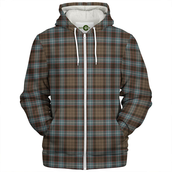 Hunter of Peebleshire Weathered Clan Badge Tartan Sherpa Hoodie