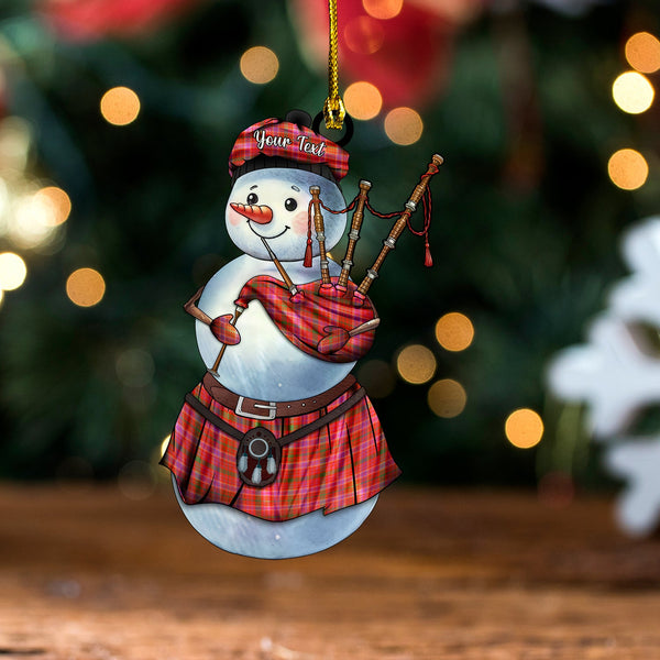 Huntly District (Marchioness of Huntly) Ancient Tartan Wood Acrylic Ornament Snowman Bagpipe Personalized