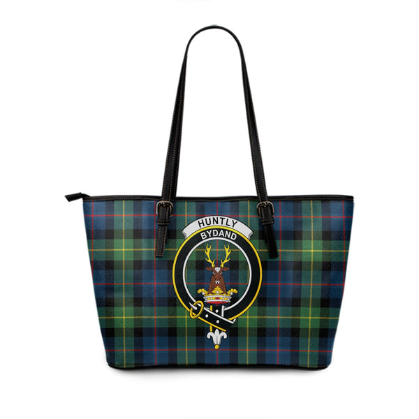 Huntly Gordon Gathering 2000 Modern Clan Badge Tartan Leather Tote Bag