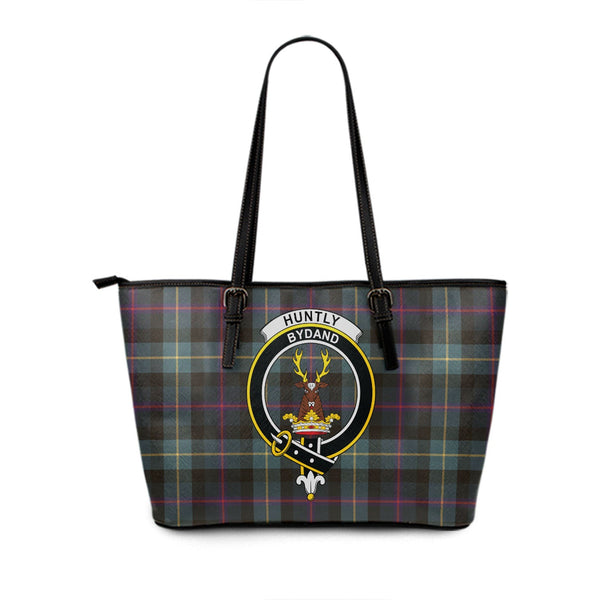 Huntly Gordon Gathering 2000 Weathered Clan Badge Tartan Leather Tote Bag