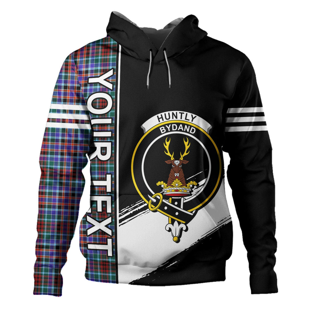 Huntly Modern Clan Badge Tartan Hoodie Quarter Style Personalized