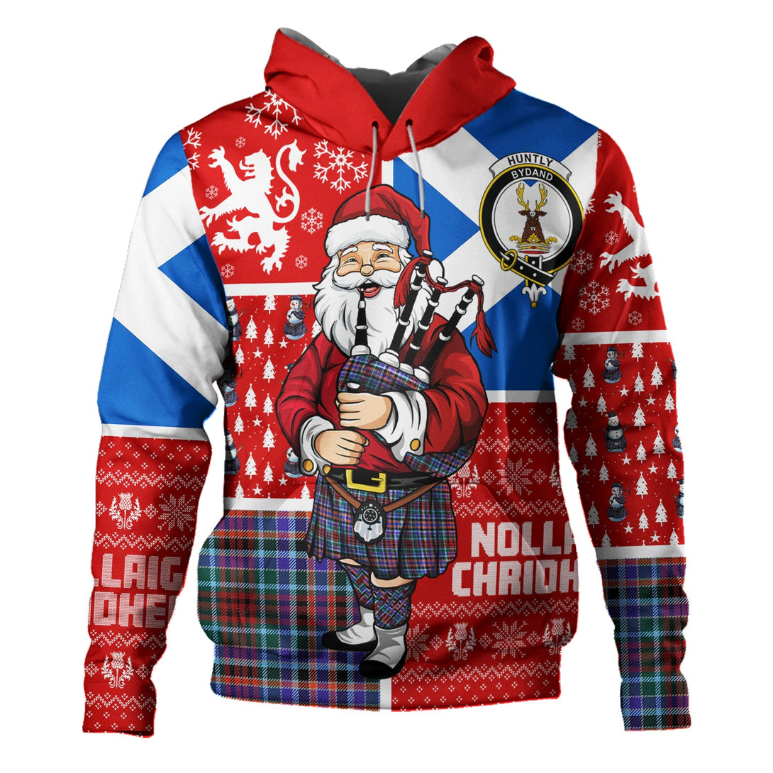 Huntly Modern Clan Badge Tartan Hoodie Scotland Christmas Santa