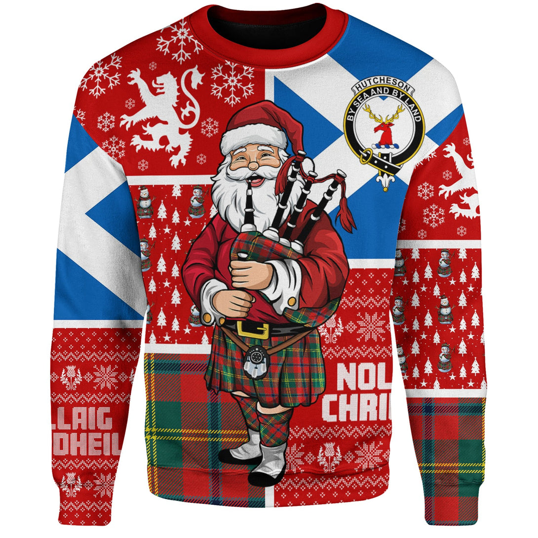 Hutcheson Modern Clan Badge Tartan Sweatshirt Scotland Christmas Santa