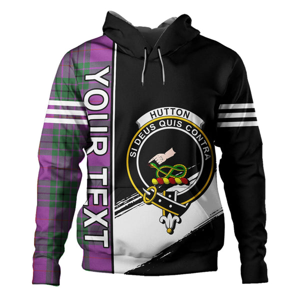 Hutton Ancient Clan Badge Tartan Hoodie Quarter Style Personalized