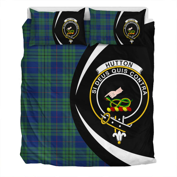 Hutton Modern Clan Badge Tartan Bedding Set Circle Style