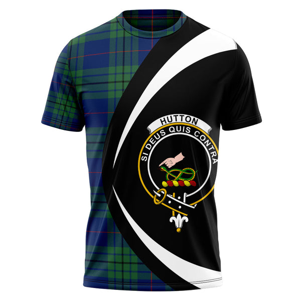 Hutton Modern Clan Badge Tartan T-Shirt Circle Style Personalized