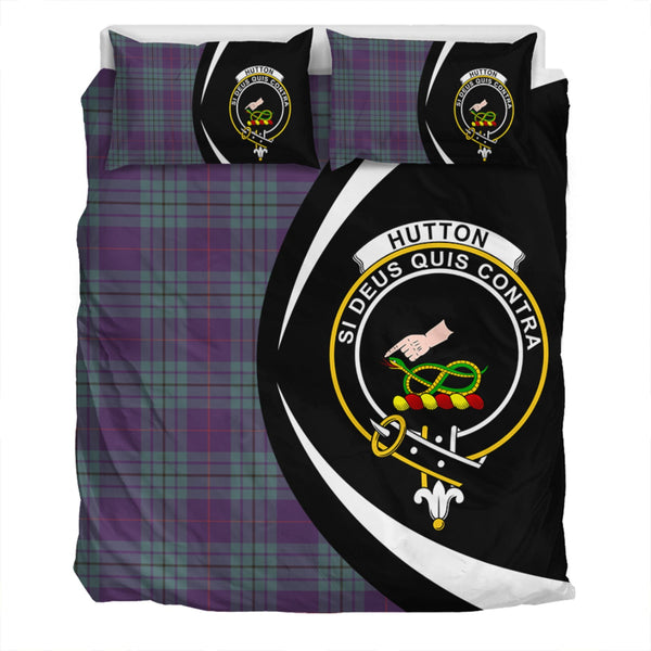 Hutton Weathered Clan Badge Tartan Bedding Set Circle Style