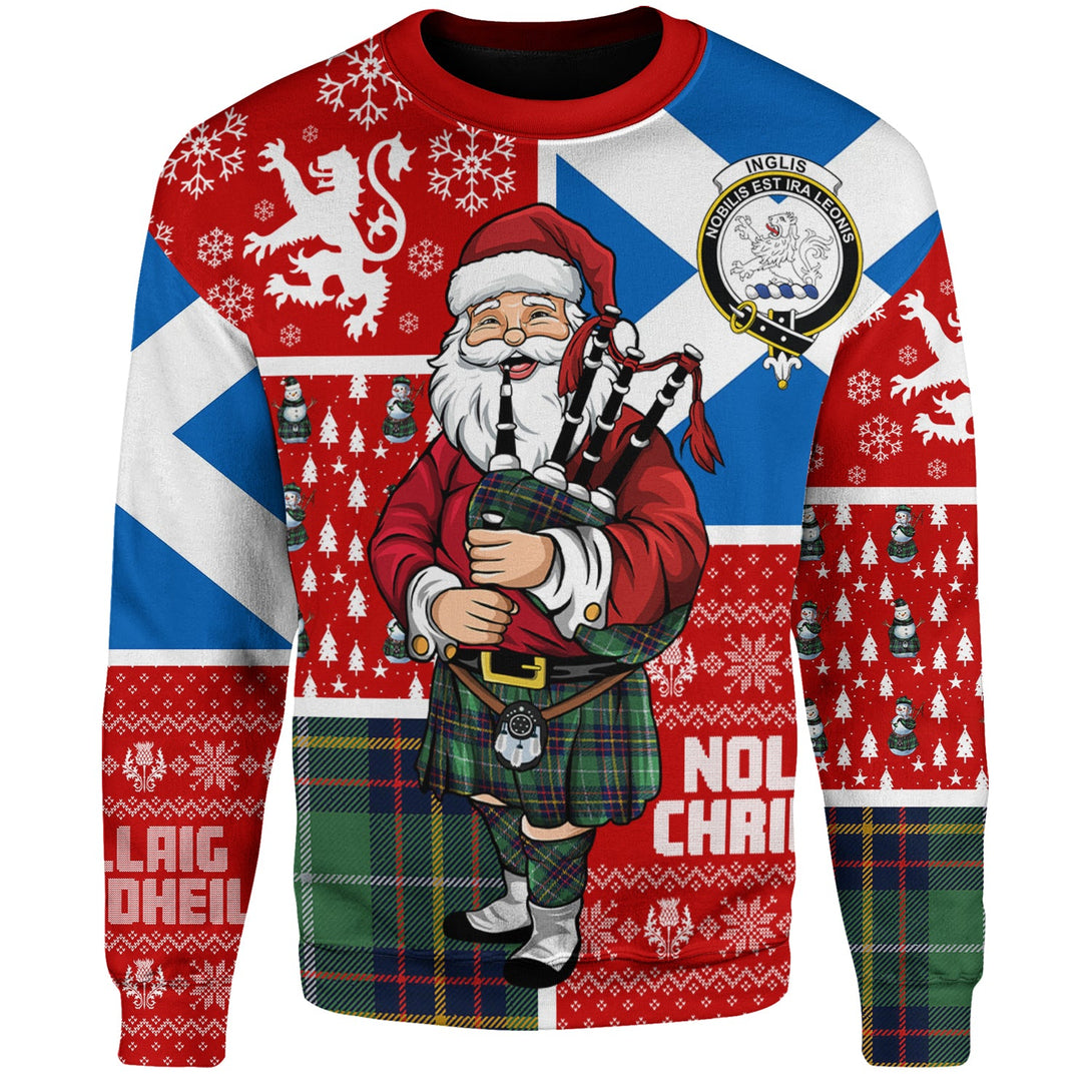 Inglis Modern Clan Badge Tartan Sweatshirt Scotland Christmas Santa