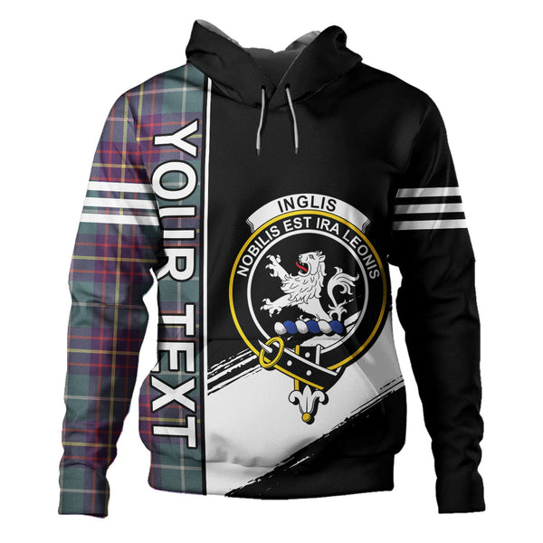 Inglis Weathered Clan Badge Tartan Hoodie Quarter Style Personalized