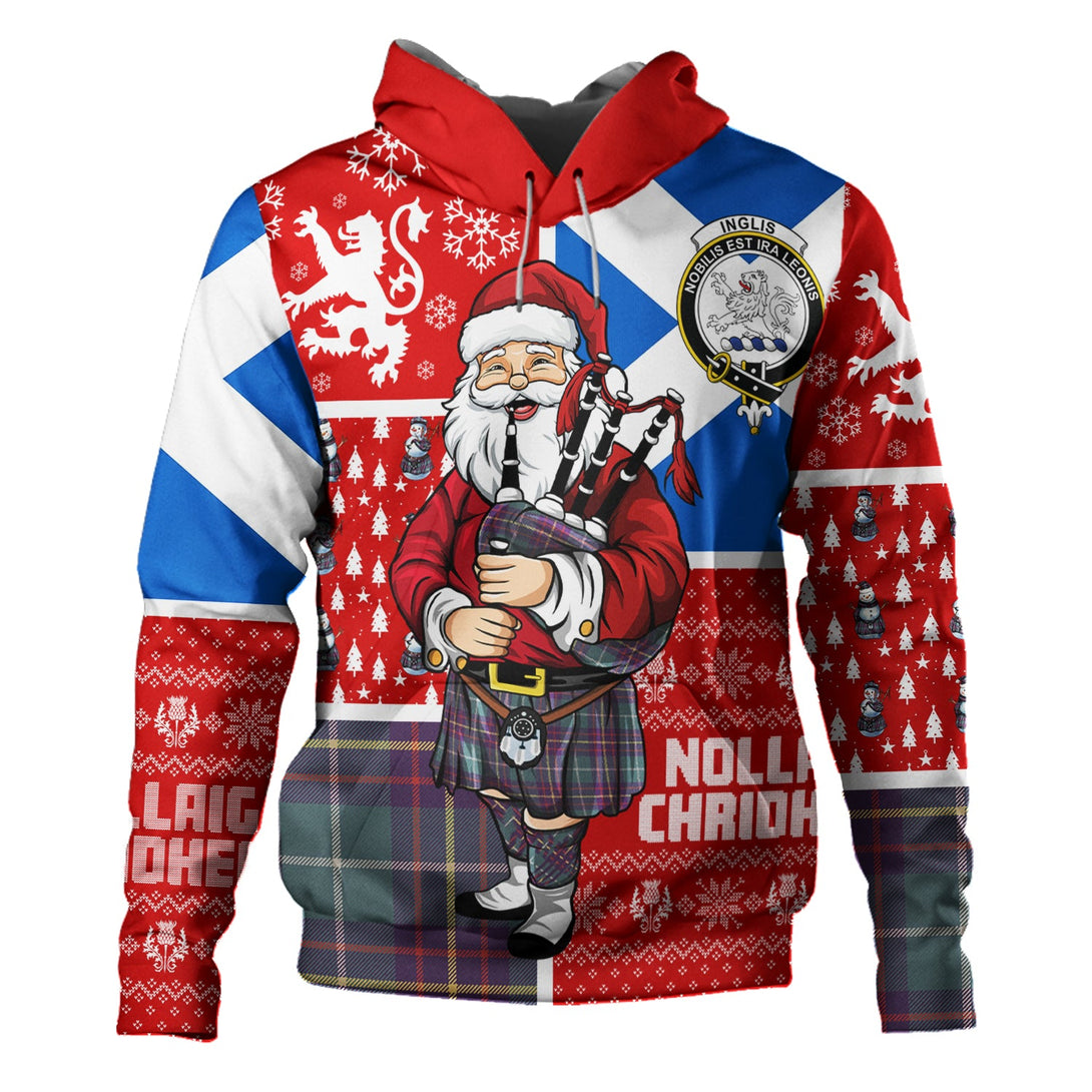 Inglis Weathered Clan Badge Tartan Hoodie Scotland Christmas Santa