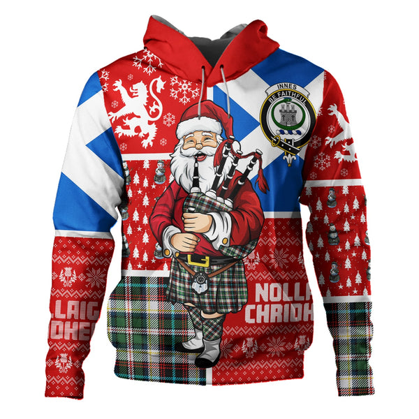 Innes Dress Dance Clan Badge Tartan Hoodie Scotland Christmas Santa