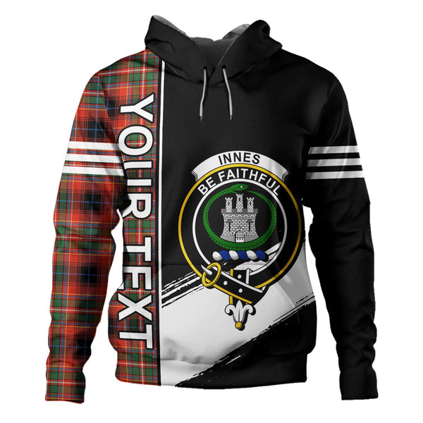 Innes Red Ancient Clan Badge Tartan Hoodie Quarter Style Personalized