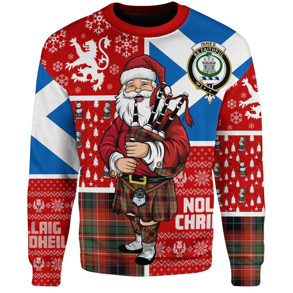 Innes Red Ancient Clan Badge Tartan Sweatshirt Scotland Christmas Santa