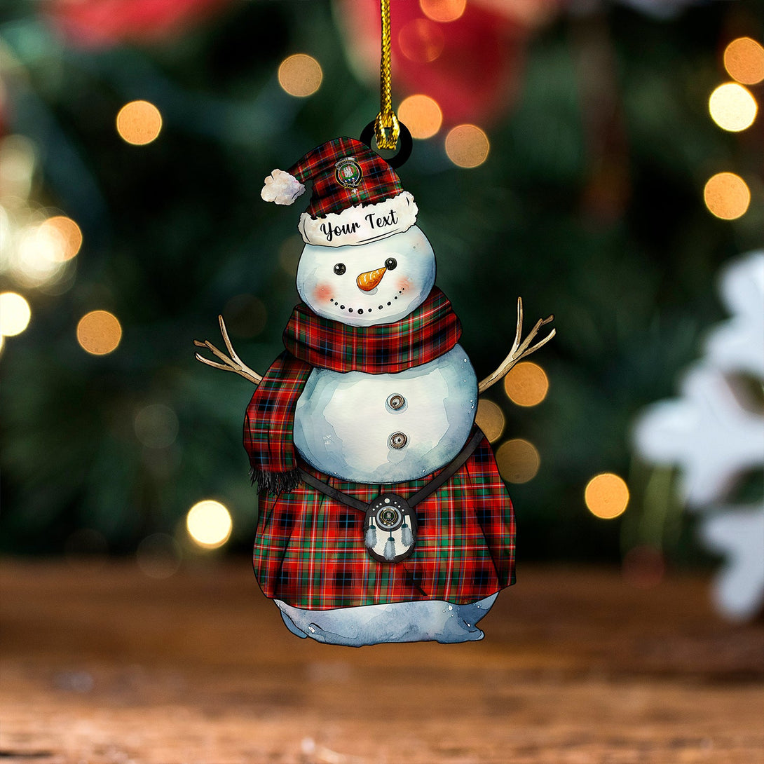 Innes Red Ancient Clan Badge Tartan Wood Acrylic Ornament Snowman Warrior Personalized