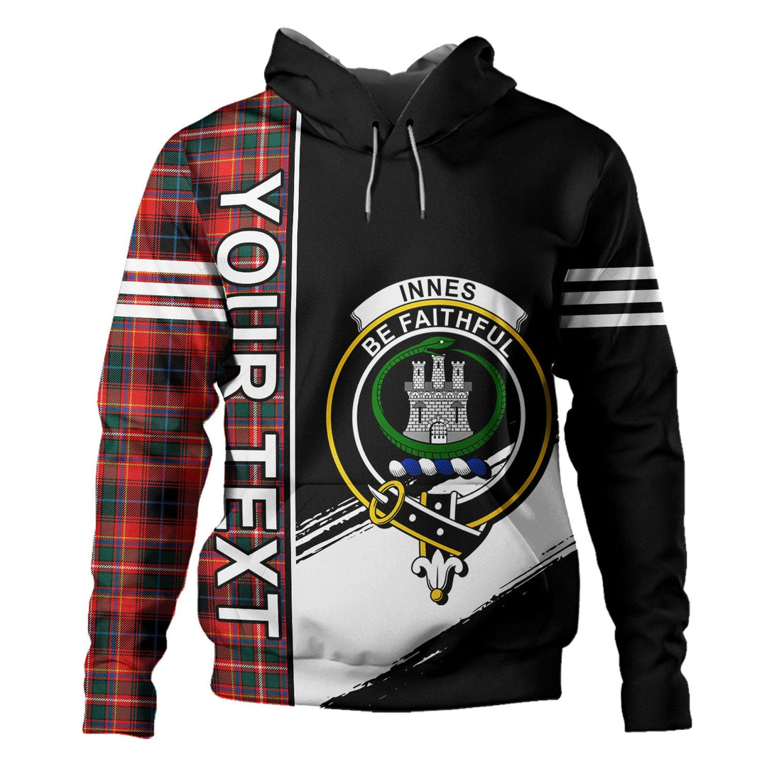 Innes Red Modern Clan Badge Tartan Hoodie Quarter Style Personalized