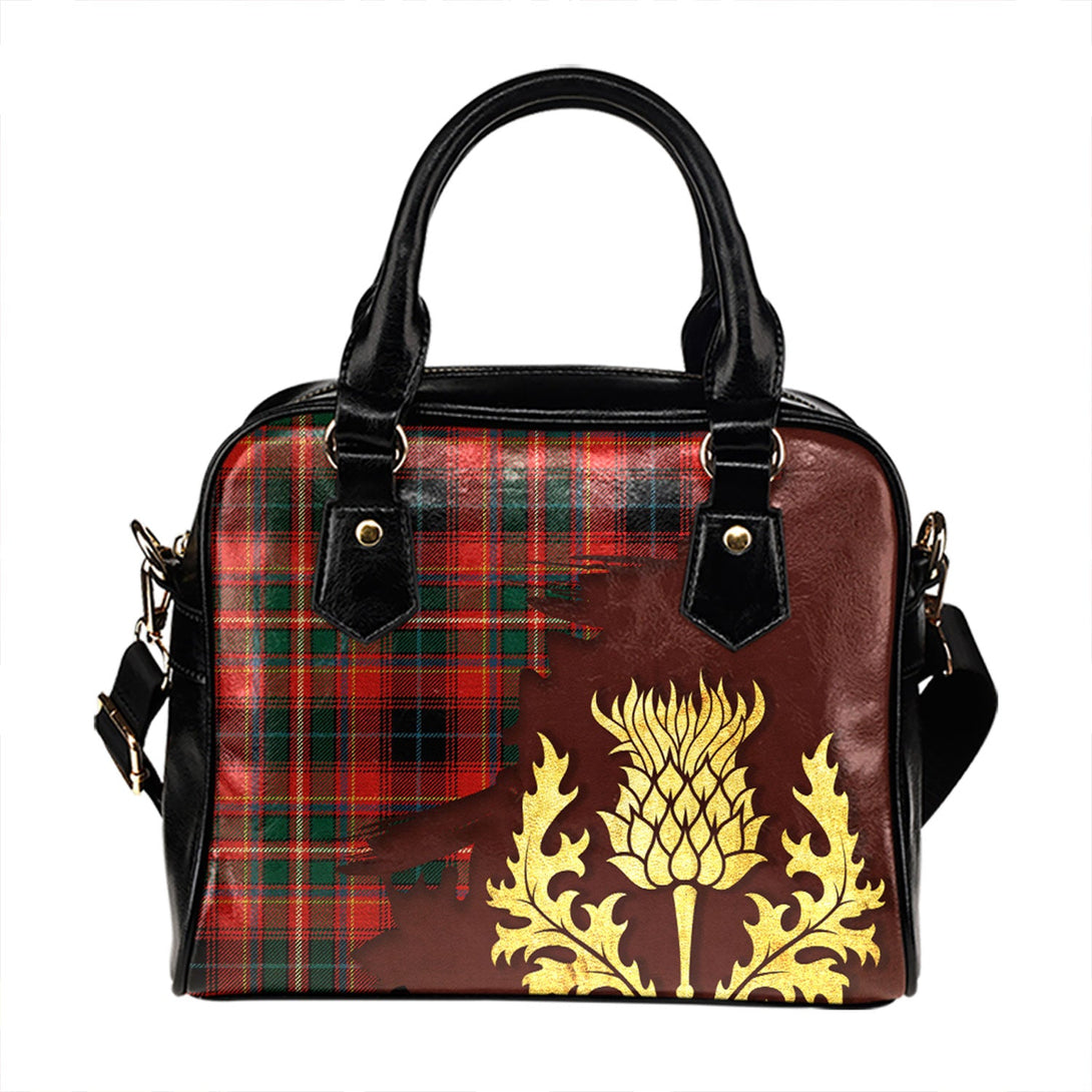 Innes Red Modern Tartan Shoulder Handbag Thistle Oldest Style