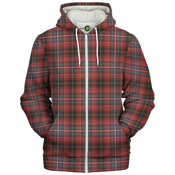 Innes Red Weathered Clan Badge Tartan Sherpa Hoodie