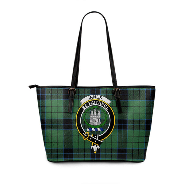 Innes (Georgina) Clan Badge Tartan Leather Tote Bag